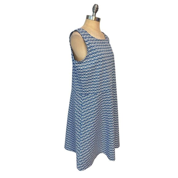 Talbots Woman Sleeveless Blue & White Chevron Pattern A-Line Dress 1X - Picture 2 of 4